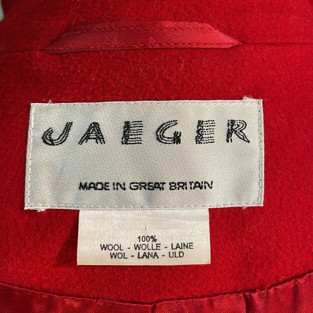 100% wool Jaeger double breasted blazer size 12 astounding quality gorgeous red! - Picture 13 of 17